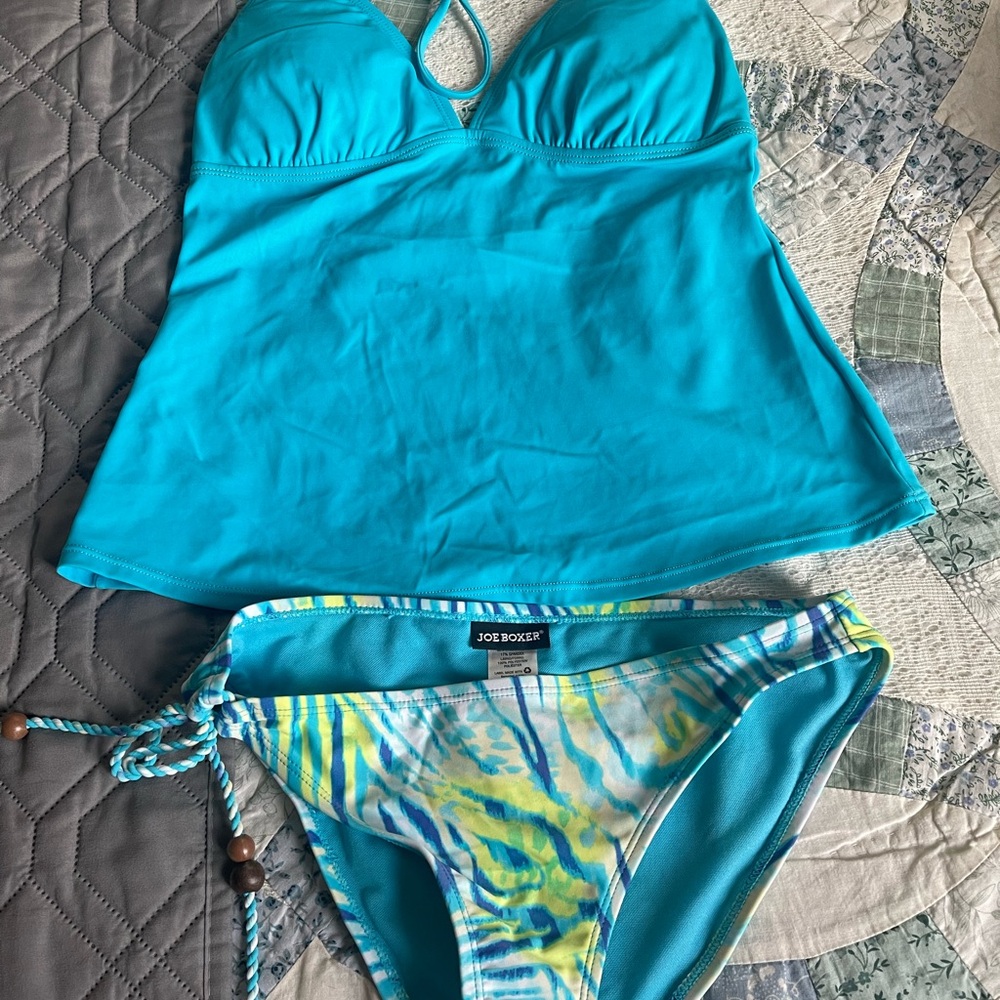 Joe Boxer Teal and Multicolor Bikini Set